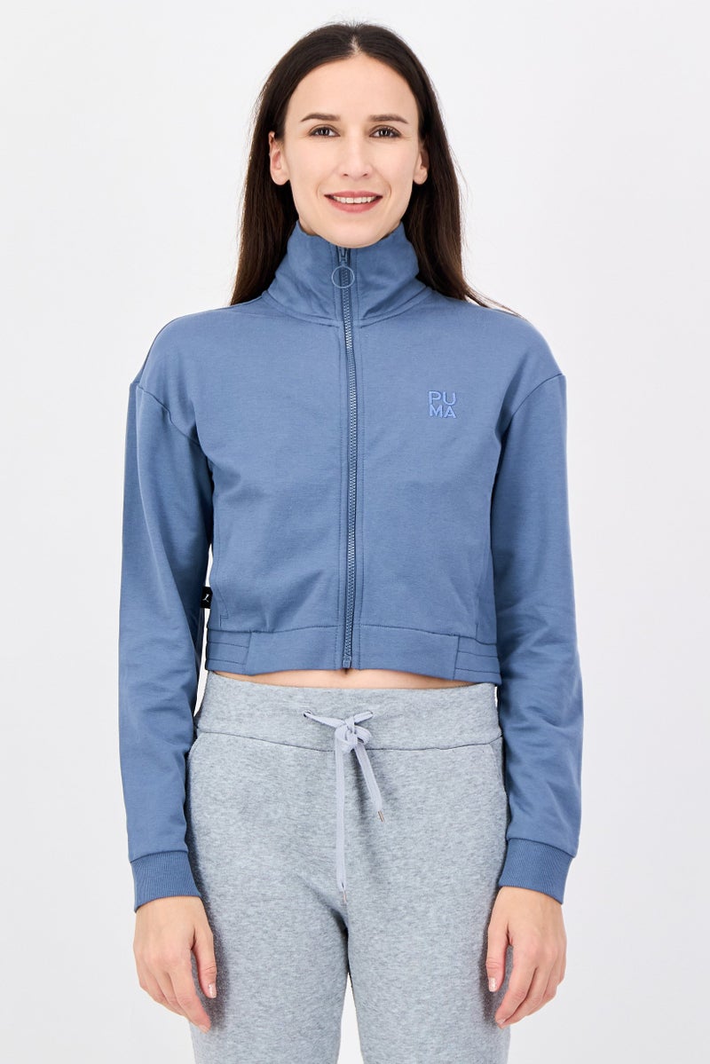 PUMA Women Sportswear Fit Long Sleeve Outdoor Cropped Sweatshirt, Slate Blue - Image 1